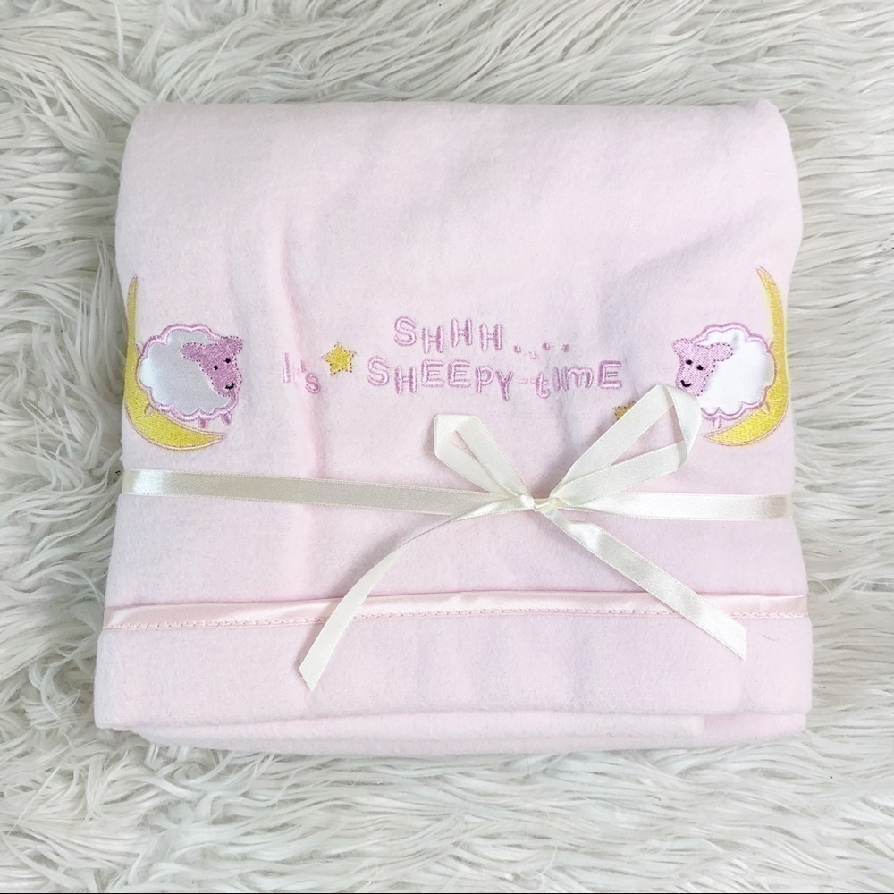 MWW Market Sheepy Time Pink Baby Blanket Cotton